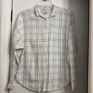 Loft White and Blue Checkered Shirt